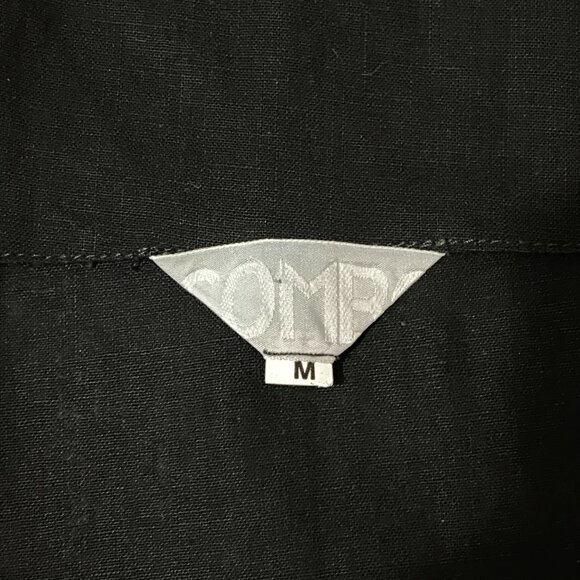 Vintage 90s Black Vest Top with Cutouts and Large Gold Buttons Minimalist Linen - Picture 6 of 7